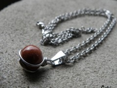 Náhrdelník - Tři kuličky larimaru