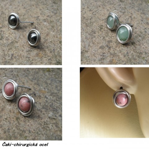 Naušnice-nerez-říční perly korál osteofix nerez naušnice napichovátka 