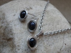 Náhrdelník - Tři kuličky larimaru