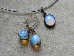 Náhrdelník - Tři kuličky larimaru
