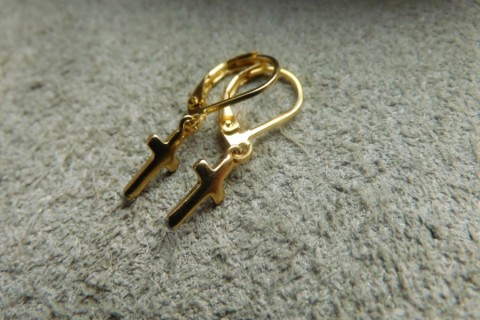 Naušnice ze zlacené nerezové oceli nerez naušnice křížky lehoučké 