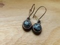 Naušnice měděné s obsidiánem