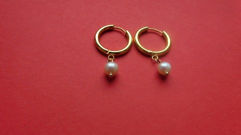 Nerezové kruhy s perlou zlaté nerez nerezové zlaté kruhy perla pravá 