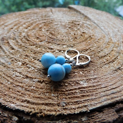 Naušnice larimarové nerez naušnice 3x bílá perla 