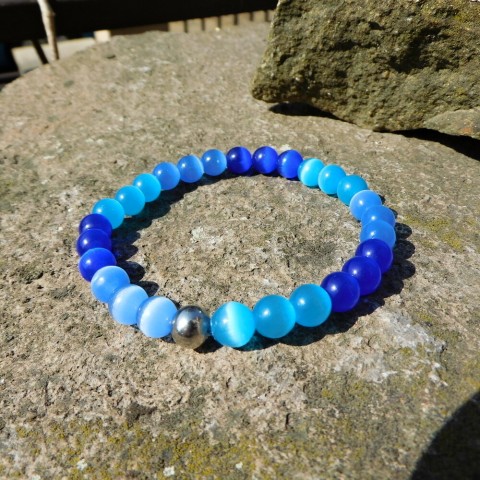 Náramek -3x modrá a nerez kulička náramek sádrovec 3x modrý 