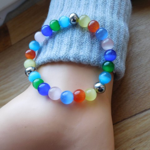 Náramek barvičkový s nerez kuli.... náramek nerez kuličky barvičkový sádrovec 