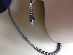 Náhrdelník - Tři kuličky larimaru