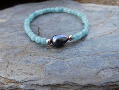 Náhrdelník - Tři kuličky larimaru