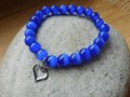 Náramek - modrý s nerez srdcem