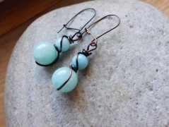 Náhrdelník - Tři kuličky larimaru