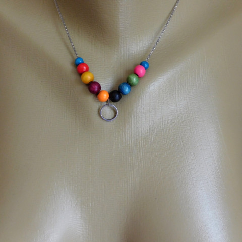 Náhrdelník-korálky s nerez karmou dřevo náhrdelník korálky nerez karma 