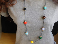 Náhrdelník - Tři kuličky larimaru