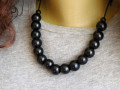 Náhrdelník - černý dřevěný