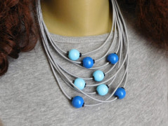 Náhrdelník - Tři kuličky larimaru