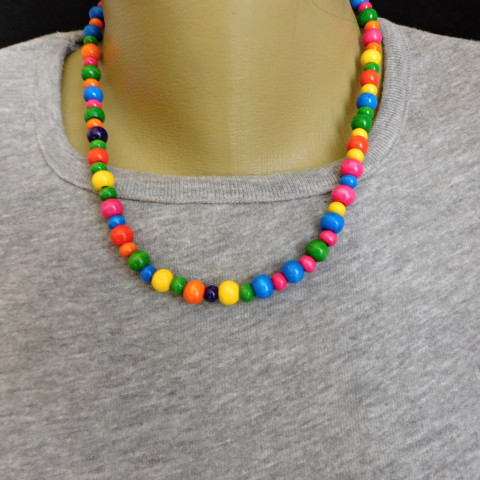 Náhrdelník - dřevěné korálky dřevo náhrdelník barevný 