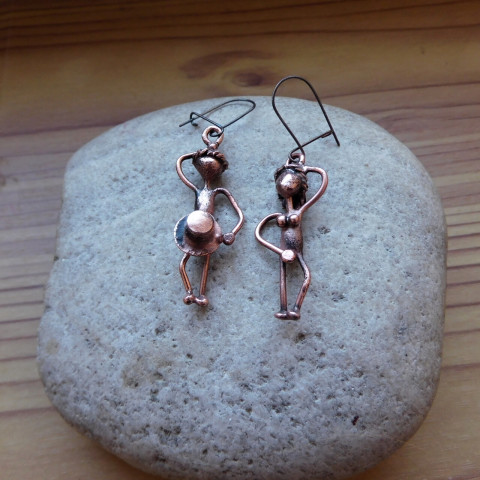 Naušnice měděné - miláčči..... měď naušnice panáčči mědění nepatinované 