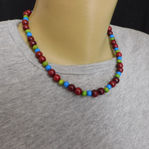 Náhrdelník - barevné korálky .... dřevo náhrdelník barevný 