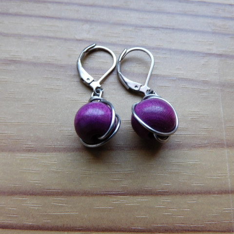 Naušnice - do fialkova dřevo nerez naušnice 