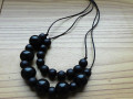 Náhrdelník - černý dřevěný