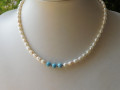 Náhrdelník perličkový s larimarem