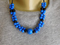 Náhrdelník modročerný dřevěný
