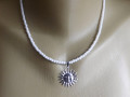 Náhrdelník - bílý spinel s nerezem