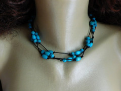 Náhrdelník - Tři kuličky larimaru