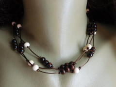 Náhrdelník - Tři kuličky larimaru