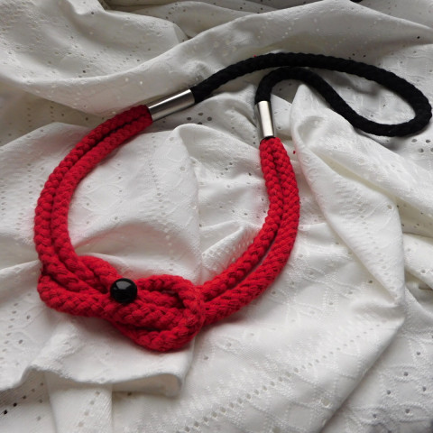 Náhrdelník - červený - nerez, onyx náhrdelník nerez onyx červené lano 