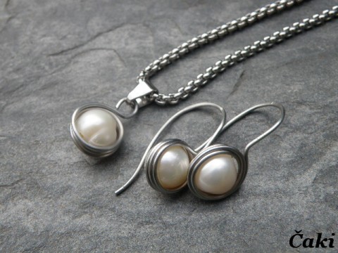 Perlová souprava korál přívěšek souprava říční perle 