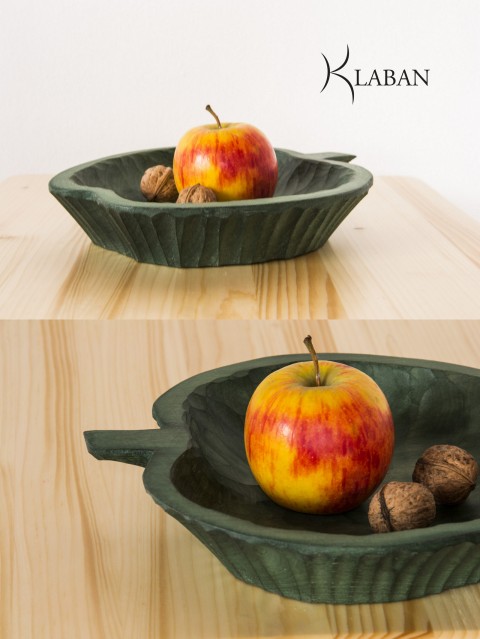 Mísa jablíčko ZELENÁ dřevo domov řezba jabloň jablko jablíčko ovoce miska mísa nádobí lípa mistička ořechy valašsko 