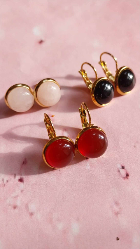 náušnice červený achát - chir.ocel achát červený minerál minerály chirurgická ocel antialergické sebedůvěra sebepoznání láčivé 