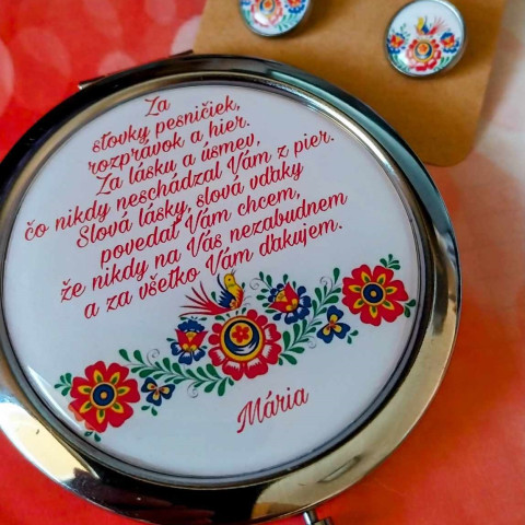 zrcátko pro učitelku -text na přání dárek zrcátko kamarádka folklor folklorní personalizované učitelka den učitelů podékování 