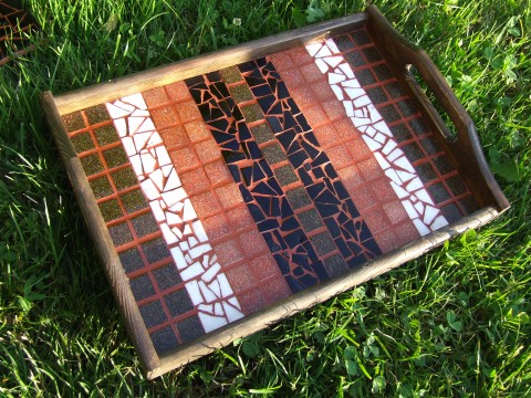 Tácek-Pruhy dřeva tácek mozaika 