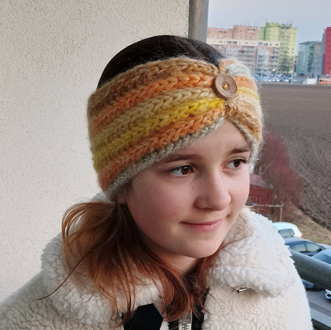 Čelenka angora dívčí pestrá čelenka zimní hřejivá 