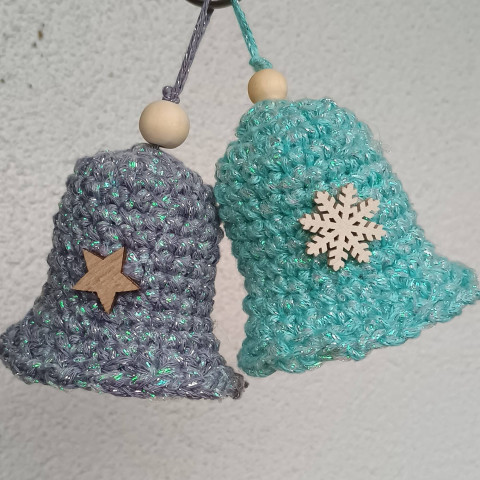 Zelený a šedý dekorace vánoce vánoční zvoneček zvonek ozdoba na stromek 