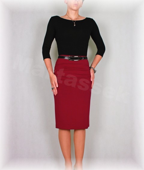 Sukně s řasením v pase vz.307 červená zelená růžová jarní letní sukně úpletová úplet lila vzor 