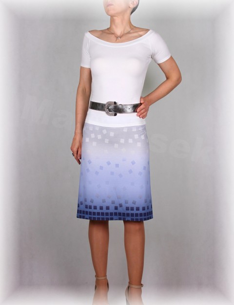 Sukně vz.742 dárek modrá jarní letní šedá sukně úpletová úplet barevná léto vzor 