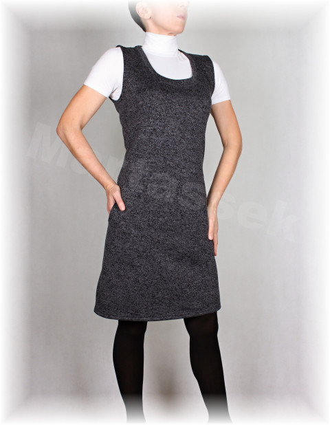 Šaty s kapsami-hřejivé (více barev) sportovní šedá šaty zimní kapsy podzimní volnočasové svetrovina 