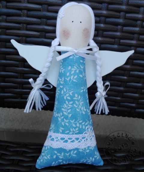 Andělka LÍSTEČKY na MODRÉ dekorace dárek vánoce anděl andílek andělíček andělka 