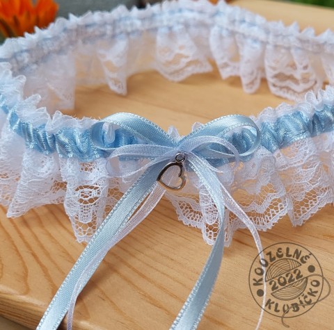 Podvazek 40 mm s modrou stužkou saténový podvazek zdobený podvazek dámský podvazek krajkový podvazek 