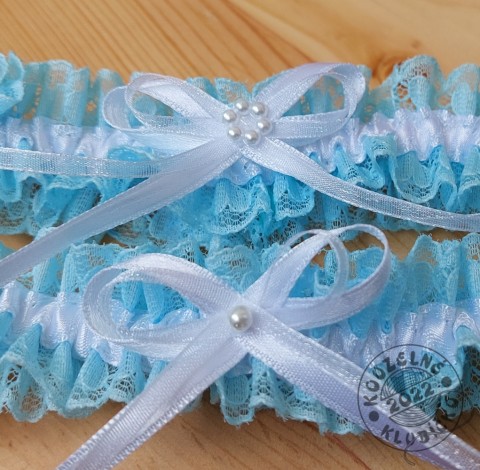 Podvazek 30mm pomněnkový s věnečkem saténový podvazek zdobený podvazek dámský podvazek krajkový podvazek 