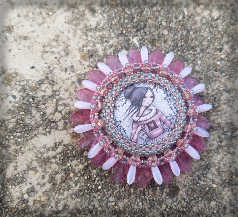 Tajemná zahrada - Srdéčko brož šperk princezna doplněk panenka květina listy pohádka květ kytka lístky lístečky sen nevěsta astra jiřina 