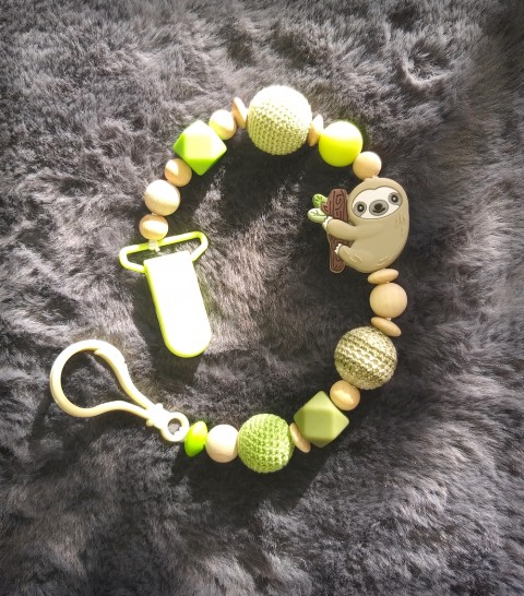 Klip na dudlík - lenochod no.1 dřevo korálky přírodní miminko korále klip mimi dudlík lenochod drobeček klip na dudlík na dudlík 