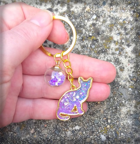Andromeda - nebeské koťátko přívěsek kamínky kočka kočička kotě galaxie bambulka na kabelku na klíče 