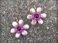 Růžové kvítí - náušnice