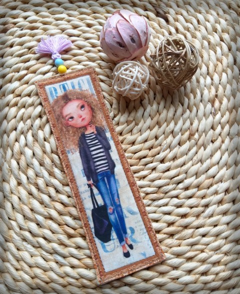 Textilní záložka no.14 dekorace dárek korálky holčička čtení dívka záložka děvče záložka do knihy četba 