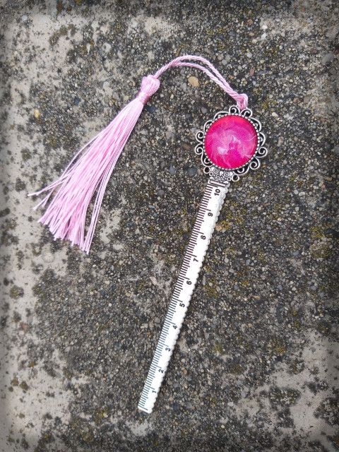 Záložka - s pravítkem no.3 dárek čtení kniha vintage záložka abstrakce kabošon střapec střapeček snění moudrost četba knihomol vědění pravítko. stupnice 