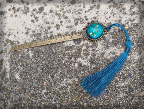 Záložka - s pravítkem no.4 dárek čtení kniha vintage záložka abstrakce kabošon střapec střapeček snění moudrost četba knihomol vědění pravítko. stupnice 