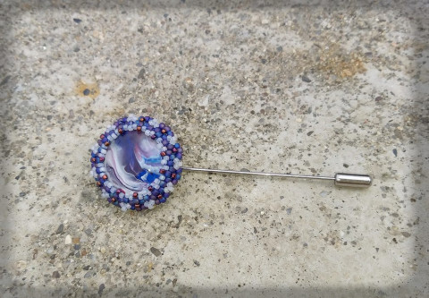 Ozdobná jehlice no.9 brož šperk šperky dárek doplněk modrá jehlice klobouk perly špendlík 